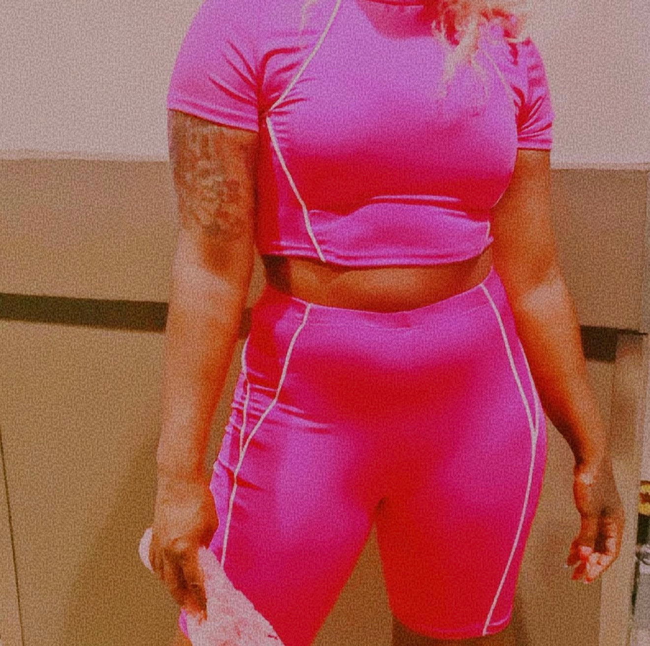 Pink Fitted Short Set