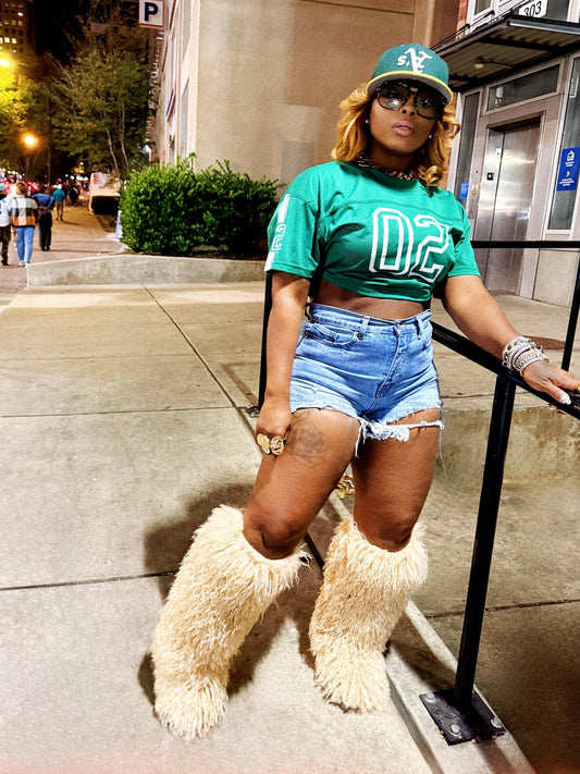 You See The Material Faux Fur High Boots