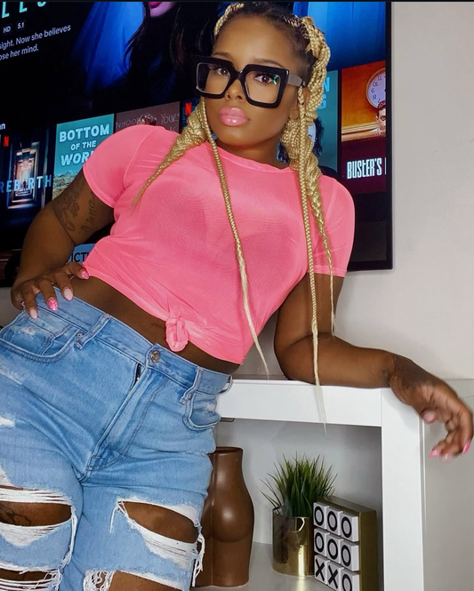 Pink Sheer Crop Top