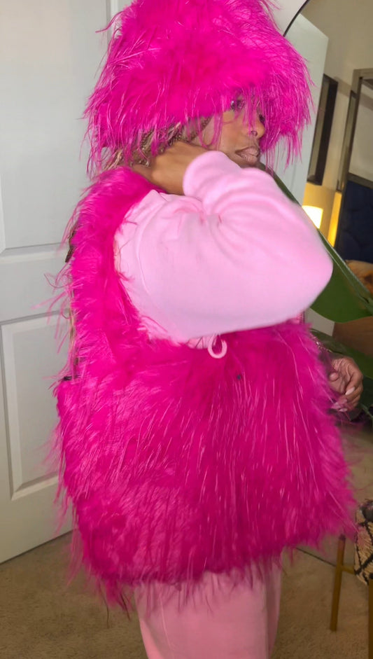 Fuzzy Handbag & Hat Combo